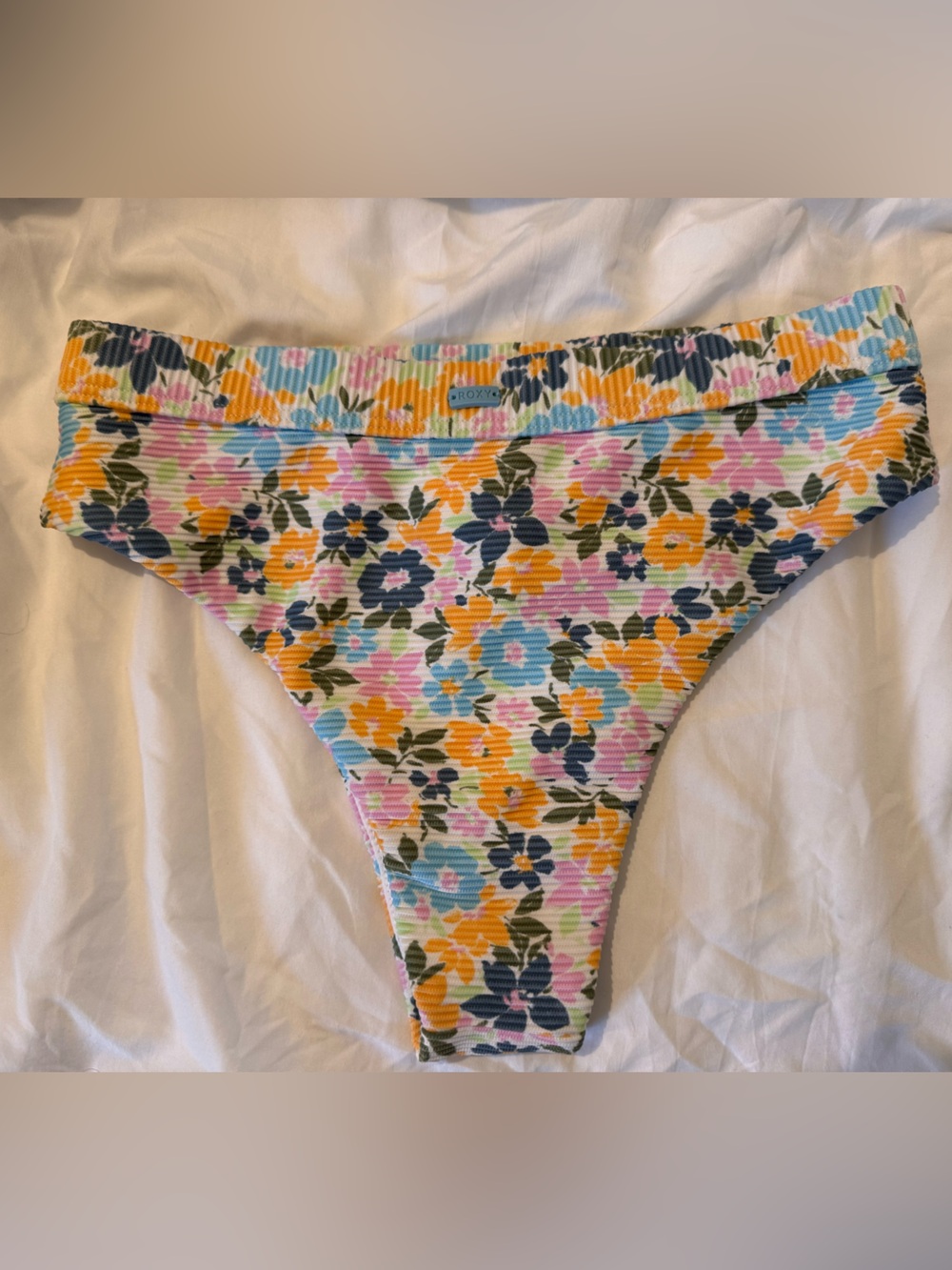 Roxy Floral Ribbed Bikini Bathing Suit Bottom - Picture 2 of 5